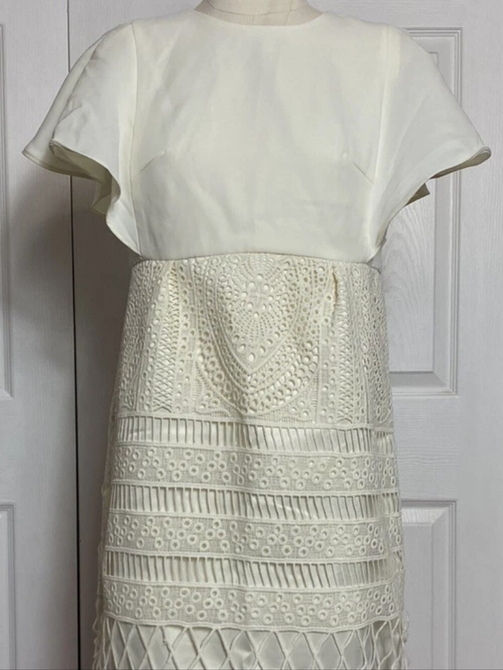 Maternity Cream Lace Overlay Dress